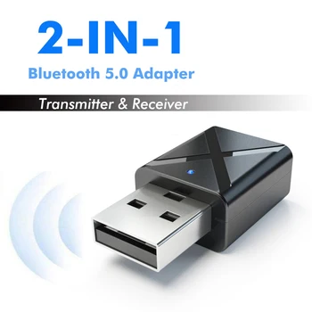 5.0 Bluetooth Аудиоприемник-предавател, мини-3,5 мм Жак AUX, стерео Bluetooth предавател за телевизор, КОМПЮТЪР, кола, USB, Безжичен адаптер