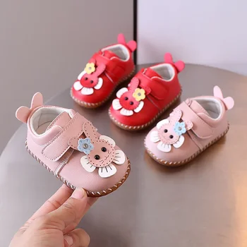 Нови обувки за малки момичета 0-1-2 години, малки сладки кожени обувки на принцесата, обувки за деца, мека, сладка и лесна за използване