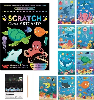 Магически Комплект карти за рисуване в стил Скреч арт Цветове на Дъгата, Дъска за рисуване с Анимационни Динозавром, Детски Забавни играчки 