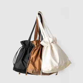 дамска чанта 2020, ново корейското кофа, найлон однотонная мека чанта на съвсем малък, голям чанта през рамо, чанта в прост стил дамска чанта