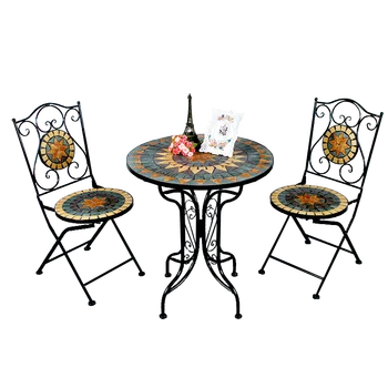 Висококачествен Сгъваема маса и столове за тераса, определени за бистро, Антични градински мебели