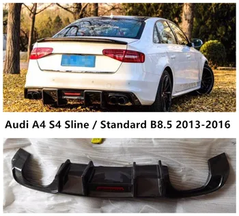 Дифузер на задната броня За Audi A4 S4 Sline/Standard B8.5 2013-2016 Спойлер на вратата на багажника От Настоящия Въглеродни Влакна (led подсветка)