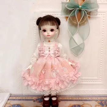 Красива рокля за момиче с розов мечок, 1/4 1/3 кукольной дрехи BJD, красива пола с цвете фея 1/6 Безплатна доставка