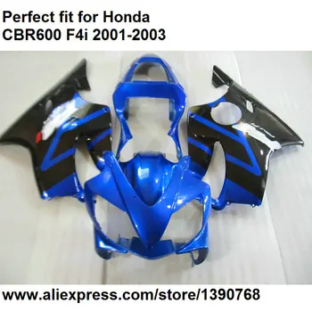 Лидер в продажбите, комплект обтекателей за Honda CBR 600 F4i 01 02 03, синьо-черен кожух, CBR600F4i 2001 2002 2003 DZ89