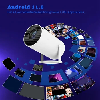 Проектор 4K HD 120 лумена Портативен домашен проектор система Android, мултифункционален проектор с приставка адаптер EU