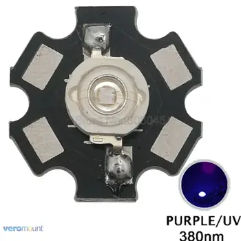 5шт 3 W UV светодиод 3 W 380 Нм Uv led Мъниста с висока мощност Емитер лампи Чип Epileds 45 mils 20 мм, алуминиева печатна платка