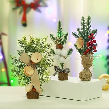 Мини коледно дърво, Ярки декорации на Миниатюрна Коледно дърво за коледна украса Декор на работния плот