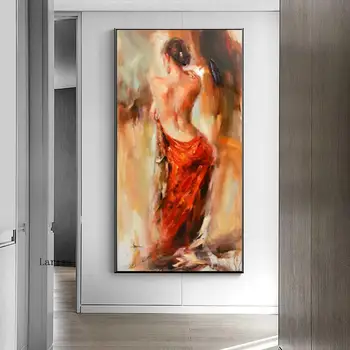 Модерни полуобнаженные жени, стенно изкуство, маслени бои, щампи върху платно, Абстрактна танцьорка момиче, Плакат, Картина, Интериор за хол