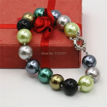 12 мм Естествен гама цветове перли във формата на морска мида, Кръгли мъниста, гривна-верига, Коледни Подаръци за момичета, Дамски Бижута, Аксесоари, занаяти