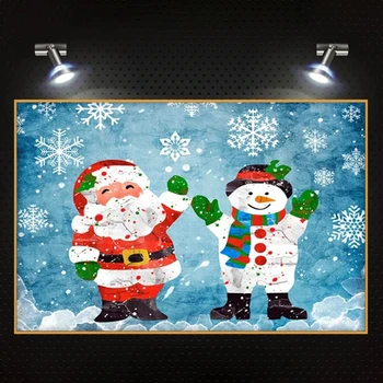 Весела Коледа, Акварелни плакати в скандинавски стил, Дядо Коледа, Снежен човек, живопис върху платно, стенни плакати, хол, Детска, Декорация на дома