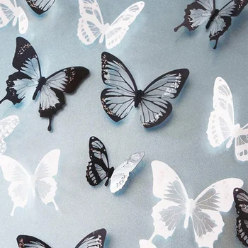 Нови 18 бр. /лот Кристални пеперуди 3d Стикер на стената Красива пеперуда Хол за детска стая Стикери за стена за Декорация на дома