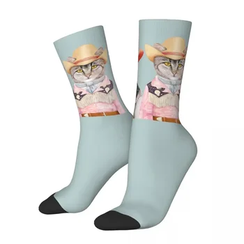 Чорапи Cowboy Cats, абсорбиращи потта чорапи Harajuku, всесезонни чорапи, аксесоари за мъже, подарък за жена за рожден ден