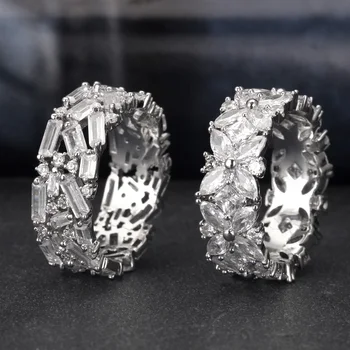 Пълномаслено пръстен от цирконий ширина 10 мм клас ААА с високо качество за жени, сватбени декорации с фианитами пръст в дубайском стил