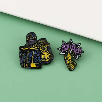 Емайлирана брошки Marvel Thanos Infinity Gauntlet, игли за иконите на лацканах, игли за раници, аксесоари за подаръци на приятелите си и на децата