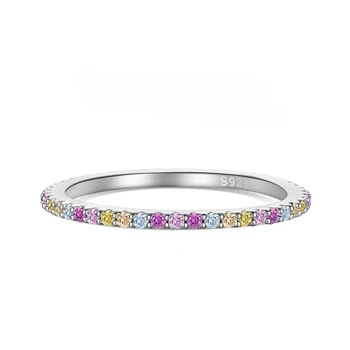 TKJ Цветни пръстени от сребро 925 проба CZ 2 мм, наращиваемые за жени, модни годежни пръстени, безплатна доставка