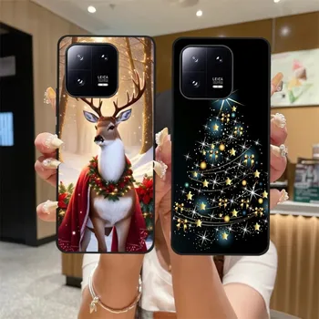 Калъф за телефон Merry Christmas Tree Deer за Xiaomi 13 12 11 Redmi Note12 серия Poco F4 F5 Мек черен калъф за вашия телефон