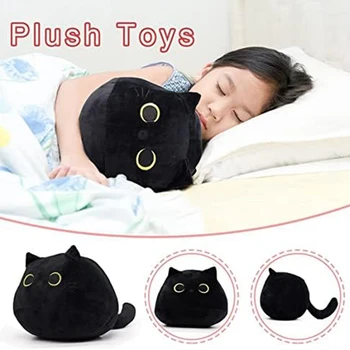 Плюшен играчка Black Cat Възглавница Black Cat, Мек Плюшен Кукла Cat-Plushie Cat-Pillow, Мек Плюшен Възглавница За домашни Любимци, Лесна За употреба