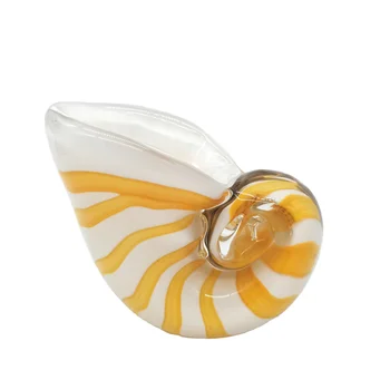 Изящни Стъклени декорации в жълта и бяла ивица във формата на мивки за ръчно изработени бижута
