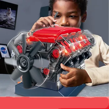 Модел на двигателя V8 Съберете миниатюрна физическа играчка-пъзел Двигатели Играчки, Малка имитация на Високотехнологични восьмицилиндрового на двигателя Ca Играчка