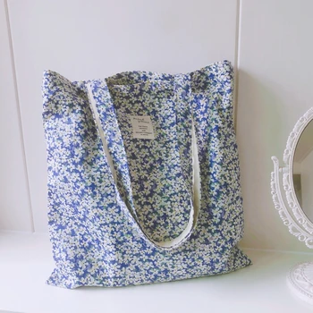Чанта-тоут с флорални принтом Клиент, дамски чанти-купувач в стил харадзюку, дамски пазарска чанта на рамото, жените холщовая чанта