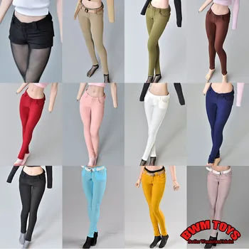 12 цвята, дамски ластични панталони панталони-молив в мащаб 1/6, модел шорти за 12-инчов женски фигурки.