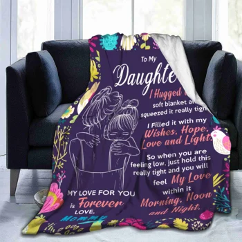 1 бр. лилава покривка, юрган с писмо на дъщеря си, фланелевое одеяло за всекидневната и спалнята, подарък за дъщеря си