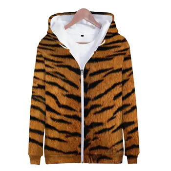 Качулки Тигровая кожата на леопард Качулки джоб с 3D принтом За момчета и момичета Качулки детска мода с дълъг ръкав Негабаритная hoody Палто