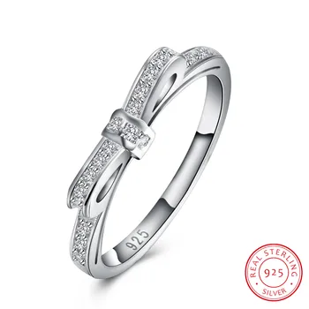 Висококачествени Пръстени от Сребро 925 Проба за Жени, Женски Глоба Пръстен Bownot Cz Crystal Infinity Ring Bague Argent 925 Anillos Mujer