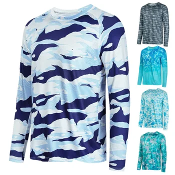 Риза за риболов, мъжки дрехи, за риболов с дълъг ръкав, лятна бързосъхнеща дишаща горна дреха Camisa Pesca, дрехи за риболов