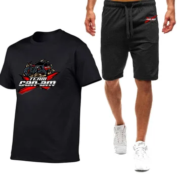 Can-Am Team Spyder Motorcycles Мъжки Нова лятна спортни дрехи С къс ръкав, дишаща тениска с кръгло деколте, блузи, панталони, костюми