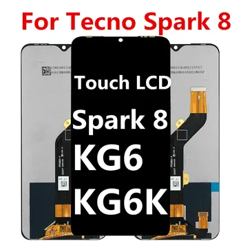 Оригинални 6.5-инчов LCD дисплей Tecno Spark 8, сензорен екран възли, дигитайзер за KG6k, резервни части за ремонт на LCD дисплея KG6K