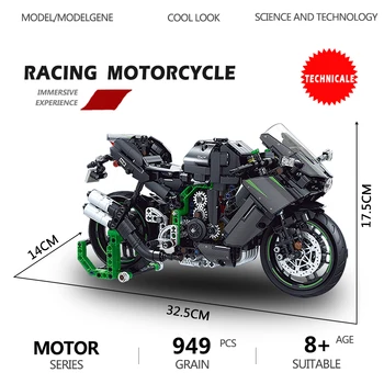 Технически градивни елементи за мотоциклети 1: 6, Състезателни мотоциклети, модел на мотоциклет, тухли, MOC, модулни играчки с високо намаление, подаръци за момчета