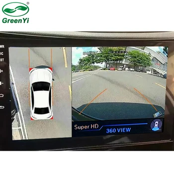 GreenYi 1080P 2D Система панорама с изглед от птичи поглед на 360 градуса с 4 камери за видеонаблюдение, видео съраунд преглед паркиране на автомобил, DVR монитор