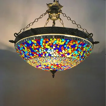 Ретро Романтичен Окачен лампа Дневна Спалня Специализиран Ресторант Хотелски кафенета Голям Висящ лампа от цветно стъкло ръчна изработка
