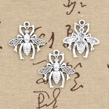 6шт Окачване Медоносная Пчела Пчелен Шершень Мед 26x25 мм Окачване цвят Антични Сребро Производство на ръчно изработени бижута в Тибет