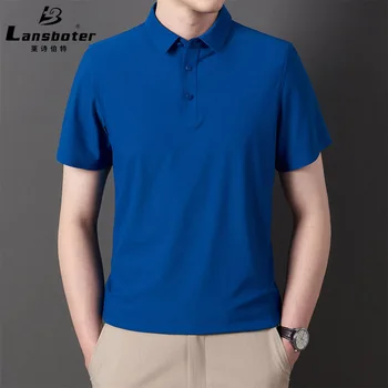 Мъжка тениска с къс ръкав от нейлонового еластичен Ледената коприна, Подходяща За Бизнес И отдих, Лятна Младежка риза Однотонного цвят С къс ръкав