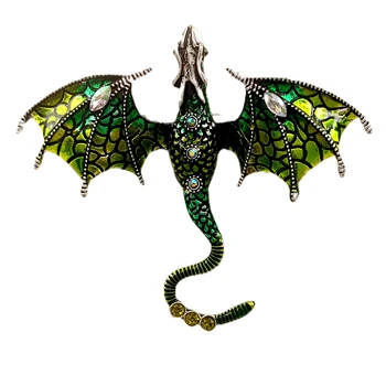 Реалистичен Ретро Вид Зелена Эмалевая Брошка Dragon Fly Жени Бижута на Викингите за Жени И Мъже на Парти Ежедневни добре облечени Дрехи
