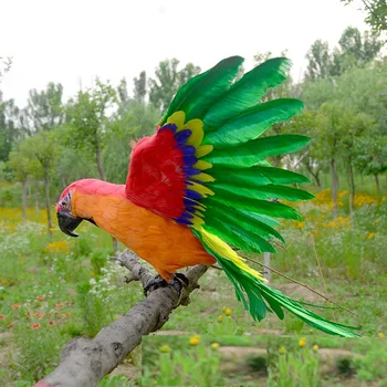 големи крила в реалния живот цветни модел папагал от пяна и пера прекрасна птица-папагал около 45x60 см