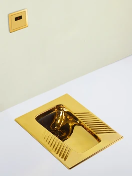 Златен резервоара за измиване на тавата за сядане, клякане керамични полноавтоматический интелигентен индукционный дезодорирующий резервоара за сядане, клякане с позлатените покритие
