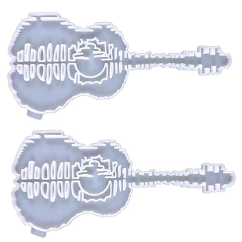 2 елемента направи си САМ Guitar Висулка Crystal Епоксидна Смола Мухъл Китара за хола Монтиране на Украса Силиконова форма