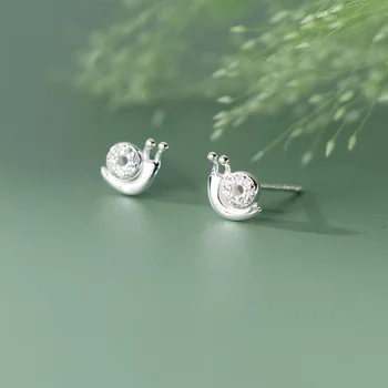 100% 925 сребро Модни Сладки Малки обеци-карамфил под формата на охлюв Изискани Обеци с диаманти, Подарък за момичета, деца, Жена