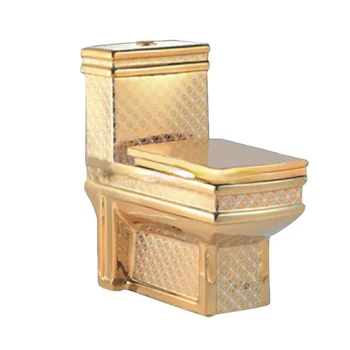 керамични луксозна санитария и фаянс златист цвят, тоалетна чиния, позлатени тоалетка в елегантен стил