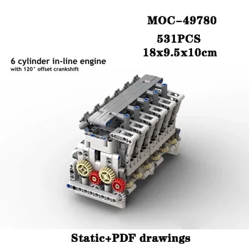 Градивен елемент на MOC-49780 редови 6-цилиндров двигател е статична версия на събирането на блок 531 бр. играчка за възрастни и деца в подарък