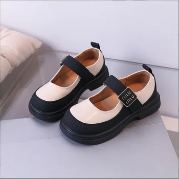 Детски обувки 2023 Есен, Нов Корейски марка, кожени обувки в стил Same Girls' Academy, обувки на принцесата на една подметка, 26-37