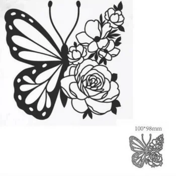 Kawaii Пеперуда Роза Гравирани Метални Режещи удари САМ Бележи за албуми Сватба парти Шаблони за Печат на картички за бродерия